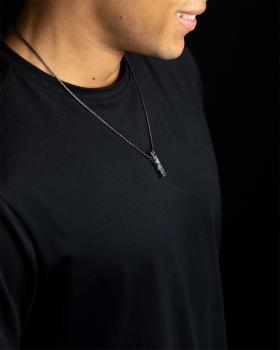 Preview: Halskette aus Edelstahl mit einem Larvikit-Stein - Tantum Grey